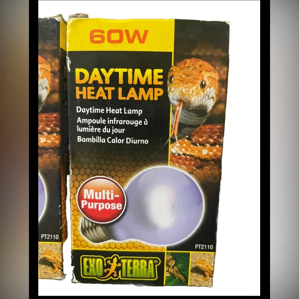 Lot of 2 EXO-TERRA 60w Daytime Heat Lamp Bulbs for Reptiles/ Snakes Terrarium
